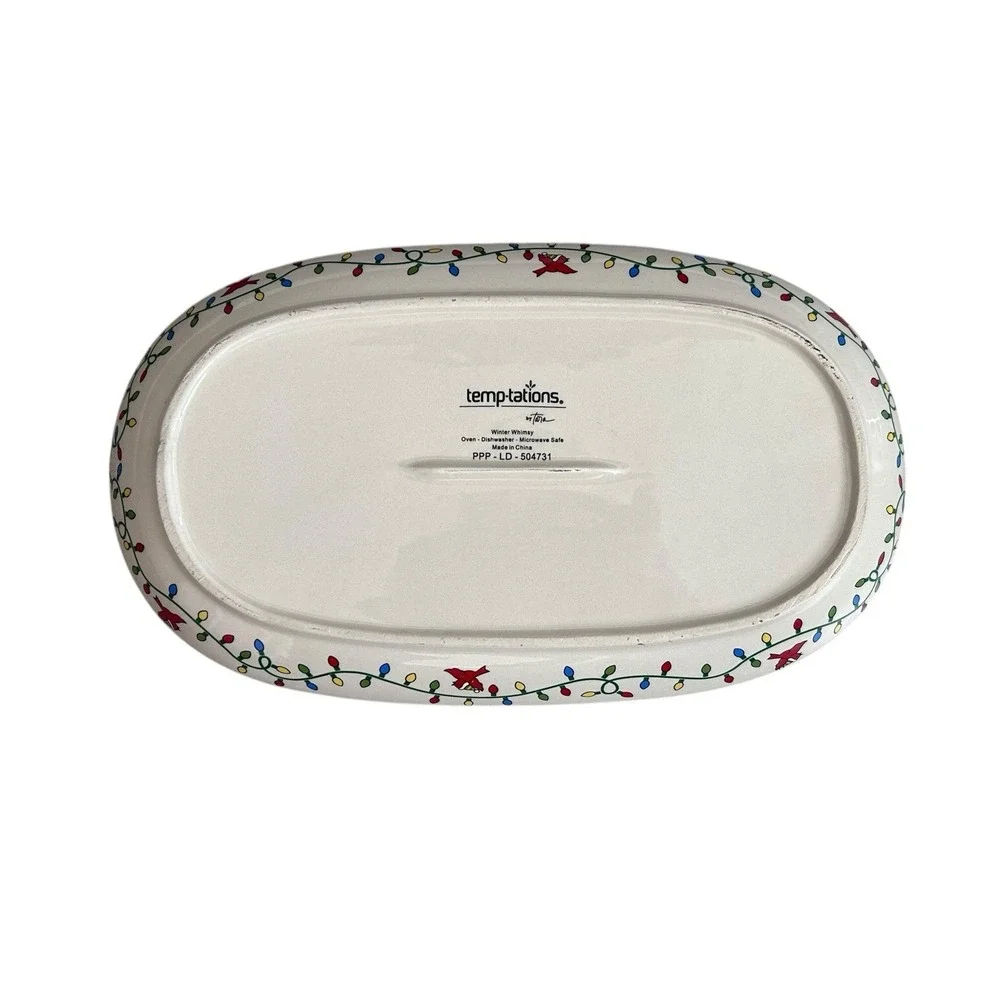 Temp-tations‎ Winter Whimsy Oval Platter Tray Reindeer Christmas Serving 12.5